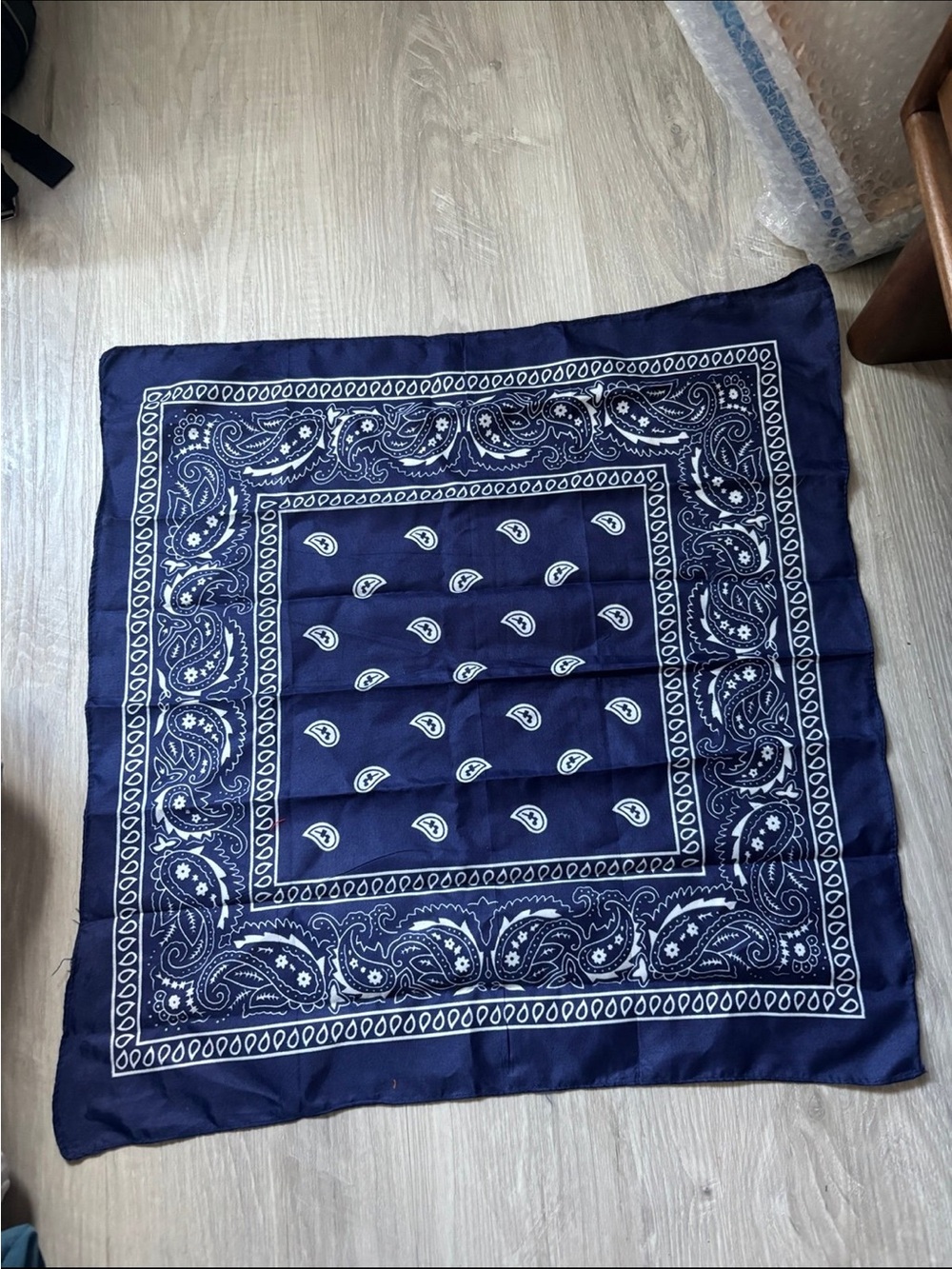 Navy Blue Paisley Bandana Scarf
